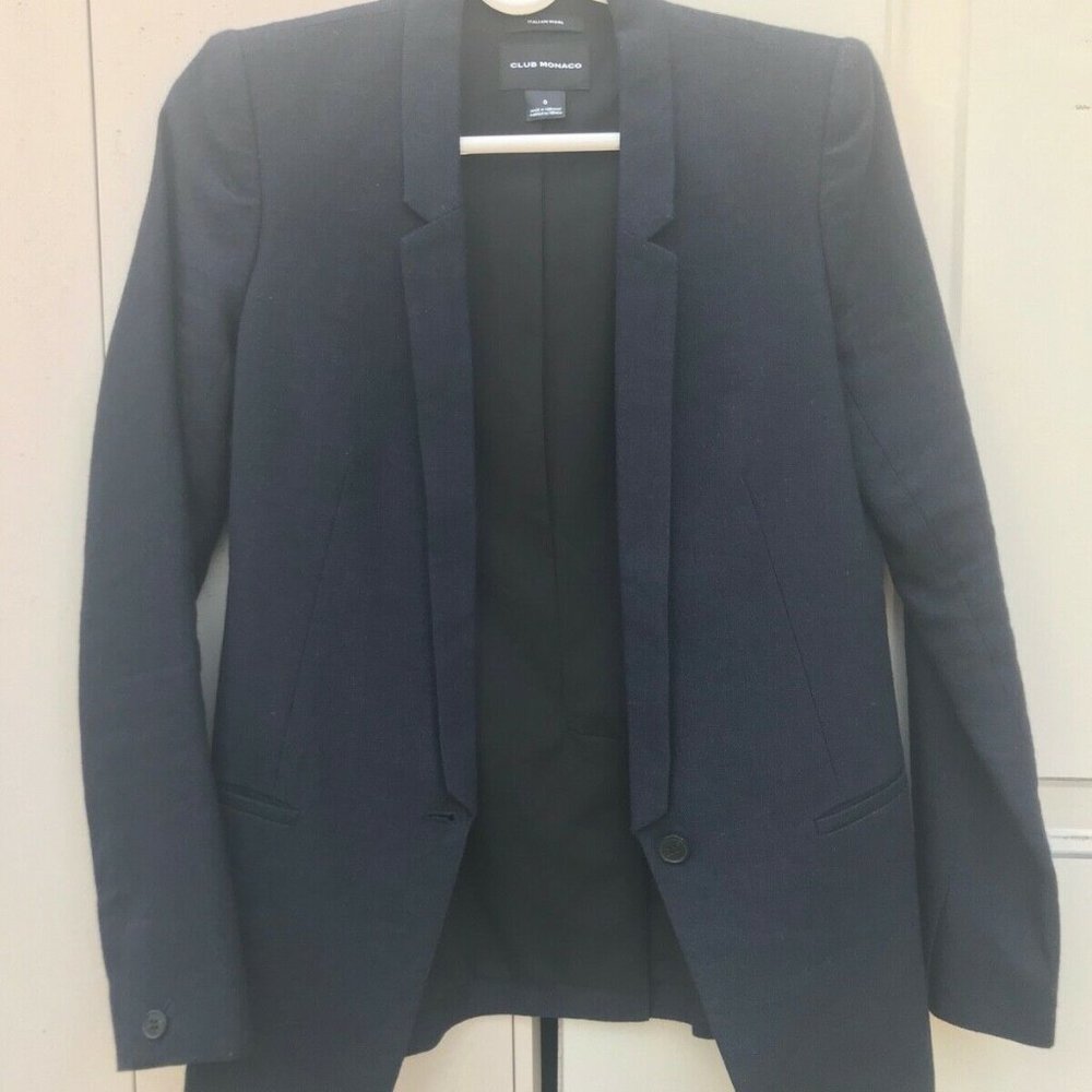 New Club Monaco Blazer Jacket Women Blazer Navy Italian Wool Blazer Jacket